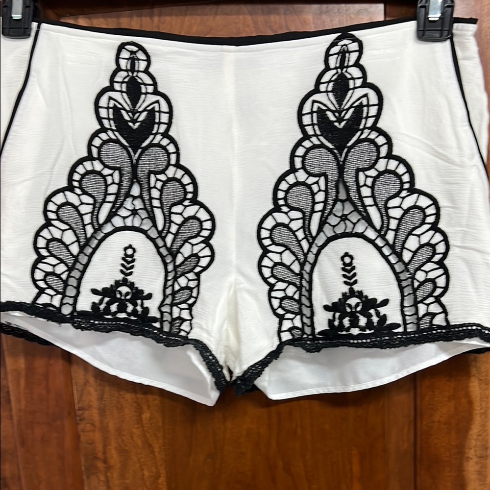 Hale Bob Black and White Embroidered Shorts